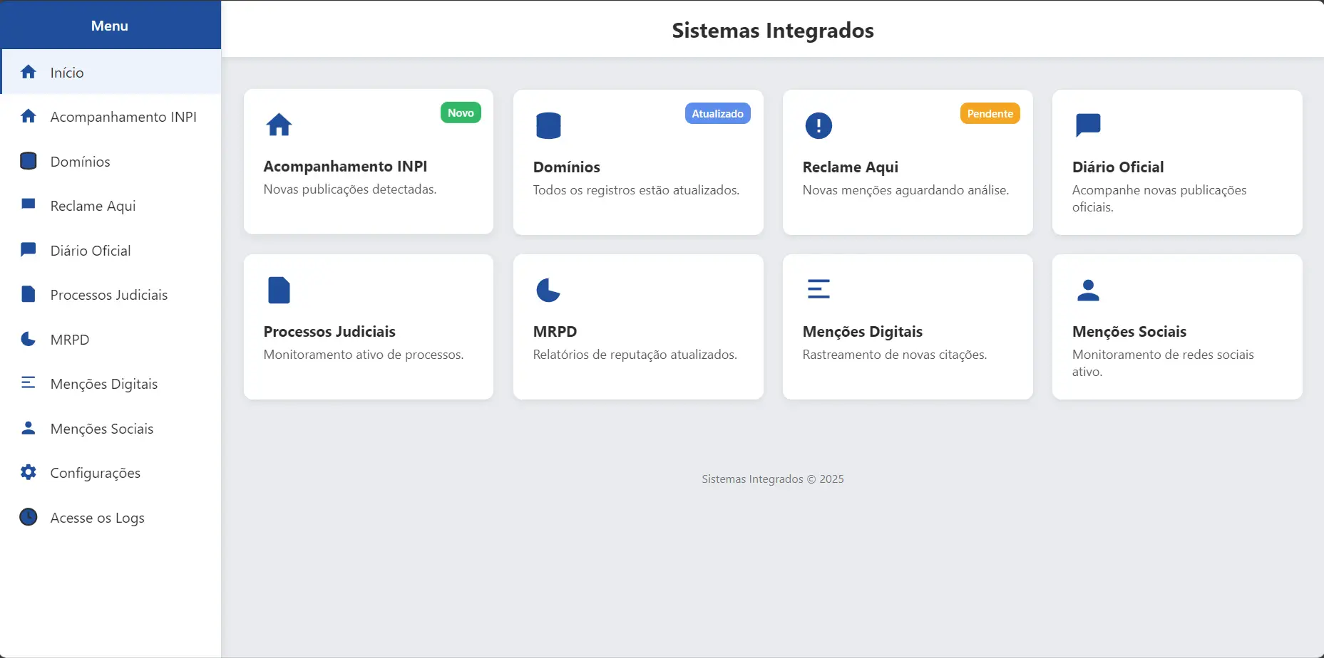 Tela de marcas e confiança